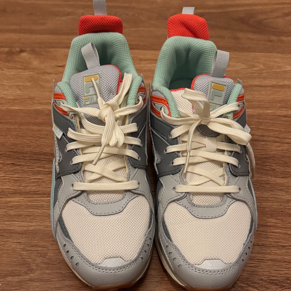 Fila Gray and White Sneakers with Red Accents